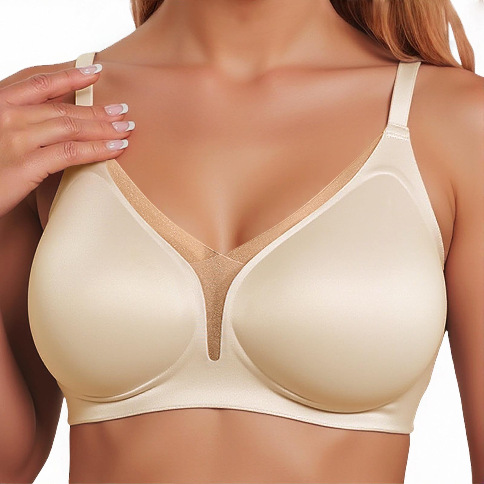 thumbnail image 2 of Sujetador push up para mujer: sin aros, sujeción suave, tejido satinado, realza ligeramente el pecho, 2 of 4